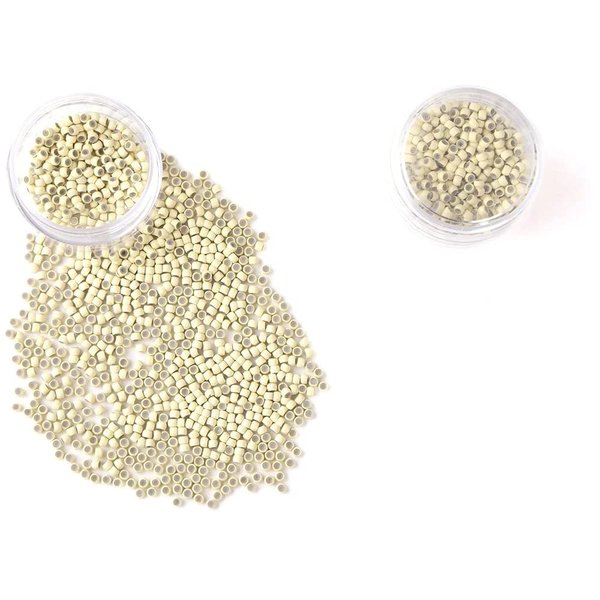 Silicone Copper Nano Beads Micro Link Tube Rings for wig Hair extensions (500Pcs, Bleach Blonde)