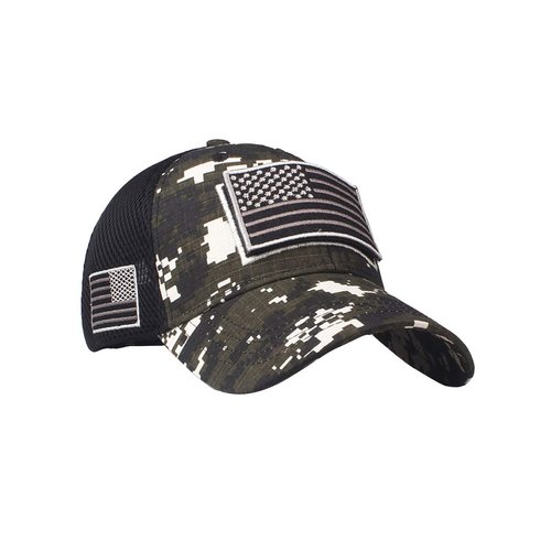 Anna-Kaci Camouflage Trucker Special Tactical Operator Forces USA Flag Patch Baseball Cap, Mountain camo, OneSize