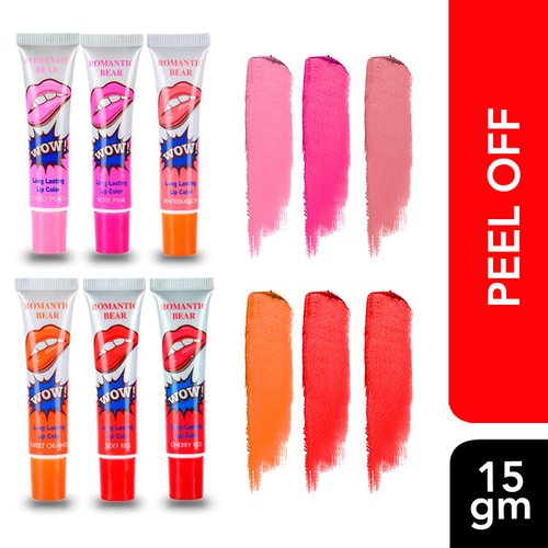 6 Colors Tattoo Magic Color Peel Off Mask Tint Long Lasting Waterproof Lip Gloss by romantic bear
