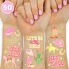 xo, Fetti Cowgirl Temporary Tattoos - 50 Gold Foil Styles | Birthday Party Decorations, Giddy Up Cowgirl Accessory, Rodeo Western Theme Favor, Nashville Gift + Cow Print Supplies, Baby Shower