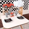 Fun Express 6.5" Race Car Checkered Flag Luncheon Napkins - Perfect for Racing Parties, Print Tableware, Fun Party Supplies, and Celebrations - 16 Pieces