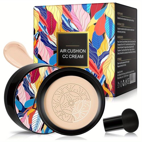 Mushroom Head Air Cushion CC Cream, Upgraded BB Cream Face Makeup Foundation, Moisturizing Full Coverage CC Cream, Waterproof and Long-Lasting Matte Concealer, for All Skin Types (#B - ivory white)