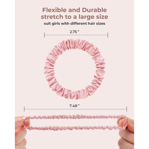 SGMSILK Mulberry Silk Scrunchies, Women Grils Silk Hair Ties for Hair Sleep, No Damage Hair Scrunchies, for Frizz & Breakage Curly Hair Elastics Ponytail Holder, 4 Pack