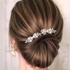 YBSHIN Bride Wedding Hair Comb Gold Pearl Hair Pieces Crystal Bridal Side Combs Hair Accessories for Women and Girls (Pack of 2)