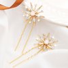 Brishow Star Hair Pins Gold Snowflake Star Hair Accessories Pearl Vintage Rhinestone Starburst Hair Pieces 2PCS for Women and Girls