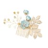 Kisangel 4pcs pearl floral leaf hair accessories Wedding Hair Comb Flower Hair Comb Set Rhinestone Pearl Hair Clips Wedding Hair Accessories for floral hair clip Brides bridal hair comb (Green)