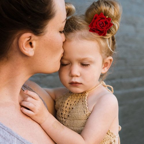 Lawie 10 Pack Colorful White Red Cloth Fabric Rose Flower Hair Ties Stretchy Floral Bow Hair Tie Ponytail Holder Elastic Hair Band Scrunchies Decorative Hair Accessories for Women Girls Wedding Bridal