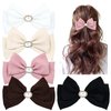 inSowni 5 Pieces Decorative Big Bow French Hair Barrettes with Pearl Rhinestone Spring Hair Bow Clips Pins Grips Accessories for Women Girls Teens Kids