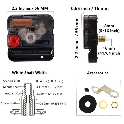 TIKROUND Youngtown 12888 Quartz DIY Wall Clock Movement Mechanism DIY Repair Parts Replacement Fit Dials up to 40 cm（15.7 Inches ） in Diameter.