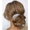 Gorais Flower Bride Wedding Hair Comb Silver Leaf Bridal Hair Piece Pearl Hair Clip Crystal Hair Accessories for Women and Girls