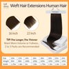 Full Shine Sew In Hair Extensions Real Human Hair 22 Inch Weft Extensions Real Remy Hair Color #2 Dark Brown Double Weft Full Head Set Straight Hair Weaves 105 Grams Hair Weft Bundles Straight Hair