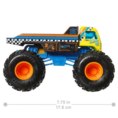 Hot Wheels Monster Trucks Oversized Haulin 64 Flatbed Truck, 1:24 Scale, Die-Cast