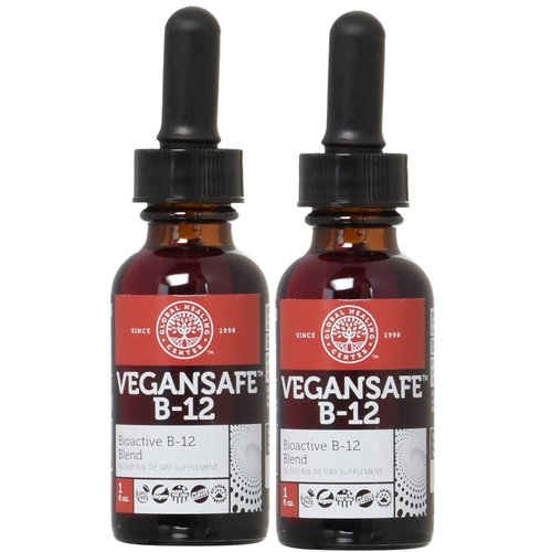 Global Healing Vitamin B12 5000 mcg, Organic Sublingual Liquid Drops | 3-in-1 Methylcobalamin, Adenosylcobalamin, Hydroxo Blend, 1 Fl Oz (2-Pack)