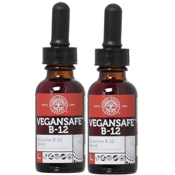 Global Healing Vitamin B12 5000 mcg, Organic Sublingual Liquid Drops | 3-in-1 Methylcobalamin, Adenosylcobalamin, Hydroxo Blend, 1 Fl Oz (2-Pack)