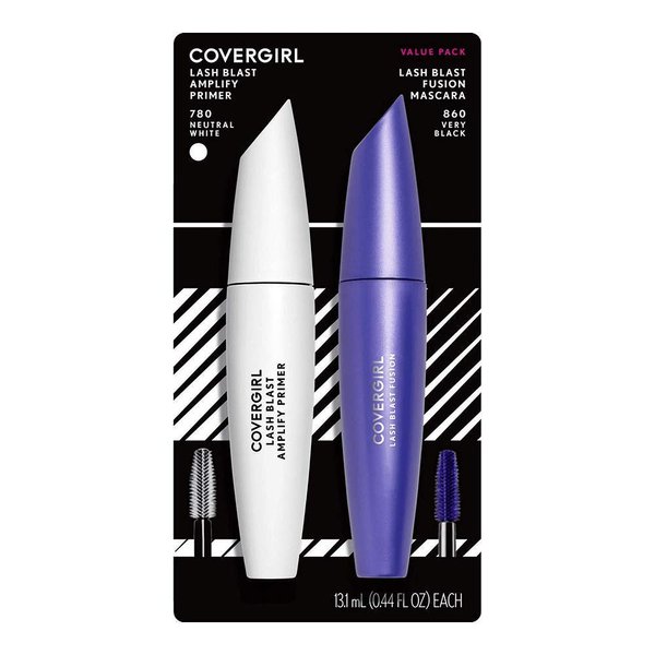 COVERGIRL Lash Blast Fusion Mascara & COVERGIRL Lash Blast Amplify Eyelash Primer Pack , VERY BLACK, 0.44 Fl Oz (Pack of 2)