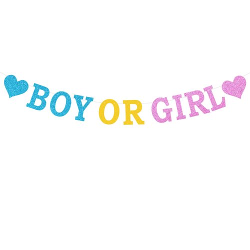 Pre-Strung Boy or Girl Banner - NO DIY - Baby Shower Decorations - Glitter Gender Reveal Party Banner in Script - Gender Neutral Party Decorations & Decor. Did we mention no DIY?