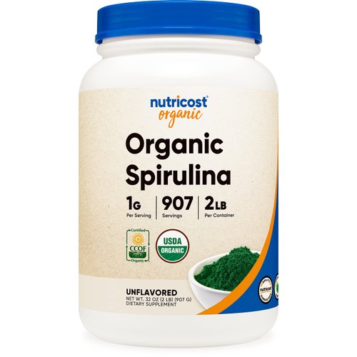 Nutricost Organic Spirulina Powder 2 LB - Pure, Certified Organic Spirulina