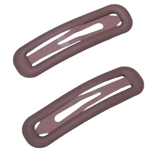 2 Pcs 2.5 Inch Matte Metal Snap Hair Clips Grips Hair Barrettes Rectangle BB Clips Pins for Girls, Women, Hair Accessories, keep loose hairs bangs and flyaways away from face (Brown)