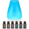 InnoGear Essential Oil Diffuser with Oils, 100ml Aromatherapy Diffuser with 6 Essential Oils Set, Aroma Cool Mist Humidifier Gift Set, White