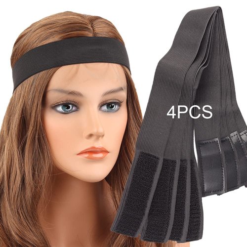 Elastic Band for Lace Frontal Melt, 4Pcs Edge Wrap To Lay Edges Edge Protector Lace Front for Lace Wigs, Lace Melting Band Adjustable Lace Wig Elastic Band for Melting Lace Edges Elastic Wigs Supplies