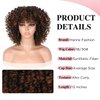 Hanne Fashion Curly Afro Wig with Bangs Short Kinky Curly Wig for Women Synthetic Ombre Brown Curly Wigs Shoulder Length Glueless Afro Wig (1B/30#)