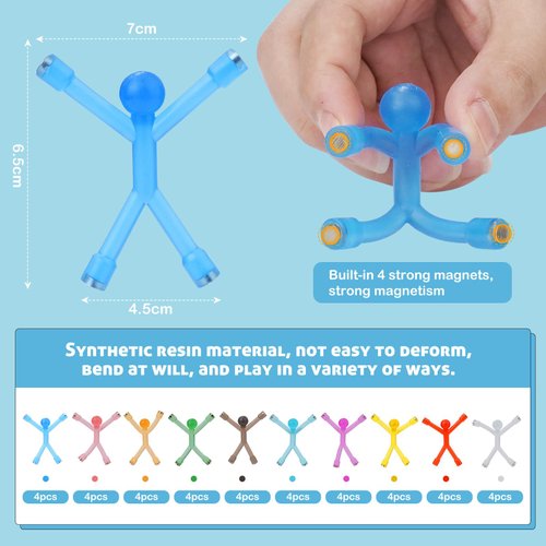Man Fridge Magnets,40Pcs Refrigerator Magnets,Flexible Humanoid Colorful Magnetic,Translucent Magnetic People Magnets, Cool Magnetic People Mini Toy for Kids,Adults