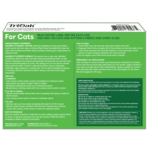TriOak Flea and Tick Prevention for Cats: Flea & Tick Topical for Cats Over 1.5lbs, 6 Dose Flea and Tick Control/Prevention for 6 Months (6 Pack)