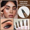 QIUFSSE 3PCS Light Brown Eyebrow Pencil for Women,Lapiz Para Cejas,Magical Precise Waterproof Brow Pen,Easily Create Natural Eyebrow Makeup-Light Brown
