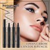 3Pcs Eyebrow Tattoo Pen,Waterproof 4 Point Eyebrow Makeup Pencil,Microblading Eye Brow Pencils for Women,Lasting Smudge-proof Highly Pigmented Brow Pen with 24Pcs Eyebrow Stencils(Black)