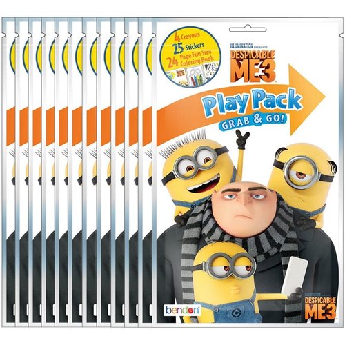 Minions Party Favor Play Packs - Bundle with 15 Minions Despicable Me Gru Activity Packs with Coloring Book, Stickers, Loot Bags, and More