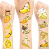 192PCS Banana Temporary Tattoos 16 Sheets of Fun Yellow Cartoon Banana Stickers, Perfect for Birthday Party Favors, Kids Decorations, and Gifts for Boys and Girls