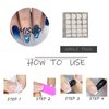 MISUD Medium Coffin Press on Nails, Blue Ombre Fake Nails, Glossy Glue on Nails, Sparkly Acrylic Nails, Bling Glitter Artificial Nails, Ballerina False Nails with Design 24 pcs