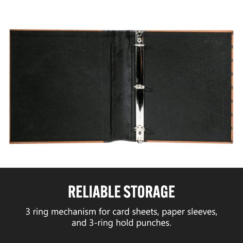 Bellagio-Italia 3-Ring 1" D Ring Binder, Tuscanny Faux Leather - for Documents, File Storage, and Trading Cards, Stores up to 250 Pages, Chestnut