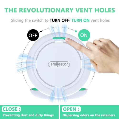 Retainer Case with Adjustable Vents and Mirror - Best Slim Aligner Case for Mouth Guard & Retainer - Creative Design in USA - Compatible with 99% Retainer