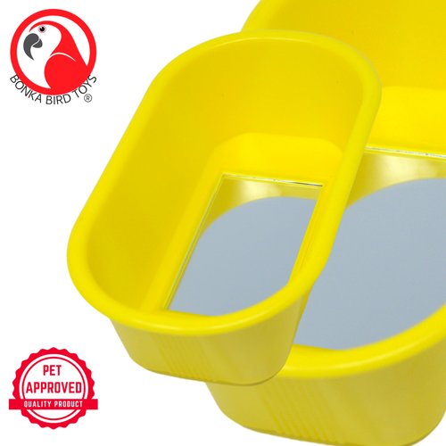 Bonka Bird Toys 1424 Bird Bath Toy Ladder Cockatiel Parakeet Finch Toys Canary cage Cages (Yellow)