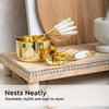 White & Gold Measuring Cups and Spoons Set - Cute 8PC Stainless Steel with Silicone Handle Kitchen Accessories