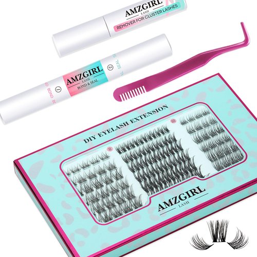 Lash Extension Kit Eyelash Clusters Individual Lashes Extensions Kits With Cluster Lashes Wispy, Lash Bond & Seal, Lash Remover,Applicator, Lash Extensions Kit(SHM,C-Mix(8-16mm) kit)