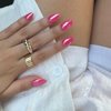 Hot Pink Chrome Press on Nails Medium Oval Fake Nails Full Cover,SXVME Hot Pink Aurora Press on Nails Medium Round,Metallic Fake Nails With Design,Plating Holographic Chrome Nails Glue on Acrylic
