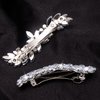 HINZIC 2Pcs Rhinestone Barrettes Crystal Sparkly Leaf Diamond Hair Clips Silver French Bridal Hairpins Wedding Engagement Prom Christmas Valentines Accessories for Bride Women Girls Thick Hair
