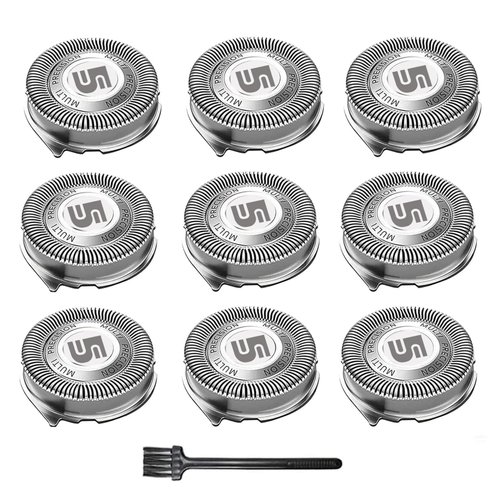 SH50 Replacement Heads for Philips Norelco Series 5000 Electric Shaver, Replacement Blades Head Fit for Phillips Series 5000 (S5xxx), AquaTouch (S5xxx), PowerTouch (PT8xx, PT7xx) 9-pc Pack