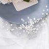 Yean Pearl Bride Wedding Hair Comb Sliver Crystal Bridal Hair Piece Leaf Hair Accessories for Women and Girls