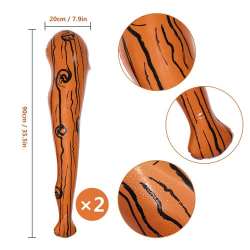 Darovly 2Pcs 35 inches Inflatable Baseball Bat Brown Stripe Bat with 1Pc Pump for Birthday Party Supplies Carnival Decorations Cosplay or Children Gifts