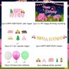 Girl Camping Party Decorations - Pink Camping Party Decorations with Happy Birthday Camping Backdrop, Cake Topper, Banner Garland, Cupcake Topper for Camping Themed Birthday Party Supplies