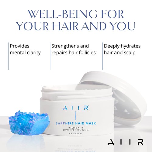 AIIR Sapphire Mask - Deep Conditioning Hair Treatment for Damage Hair Repair, Hyaluronic Acid Hydrates & Moisturizes Dry Hair, Strengthen and Smooth Frizzy Hair, Color Safe, 6 oz