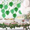 32 Pcs Hawaiian Luau Party Palm Leaves Swirl Decorations Hanging Ceiling Green Decoration Tropical Party for Summer Baby Shower Birthday Supplies (Cute Style)