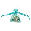 100-Pack 2x2.5 in Sheer Organza Gift Bags with Drawstring (X-Small) - Metallic Stars (Teal/White) - for Wedding Party Favors, Jewelry, Candy, Treats Mesh Pouch by The Display Guys