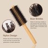 MenGate 2Pcs Boar Bristle Round Brush Set for Blow Drying, Natural Wooden Rat Tail Comb Hair Brush for Women Men and Kids Curling, Styling, Volume & Shine