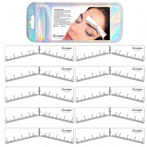 Eyebrow Ruler Stencils, Mapping Brow Tools Microblading Stickers Permanmemt Makeup Eyebrow Shaping Kit Self Adhesive Measurement Ruler for Tattoo Supplies (1 Bag - 10Pcs)