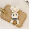 Crochet Bunny Rattle for Baby, Soft Baby Rattle Toys Wooden Ring Rattle for Toddlers Cute Rattle Toy Boy Girl First Rattle Gift Perfect Baby Shower Gift for Moms & Babies, #1 Bunny