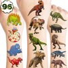 Dinosaur Temporary Tattoos Birthday Themed Party Supplies Decorations Favors 8 Sheets 96PCS Decor Cute Stickers Tattoos for Class School Prizes Gift for Kids Boys Girls Carnival Christmas Rewards